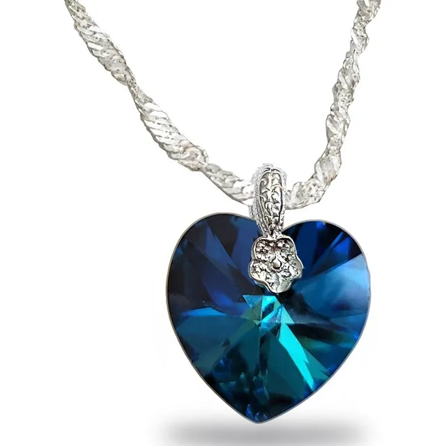 Collar Corazón Cristal 14mm Plata 925 Mujer Regalo Estuche