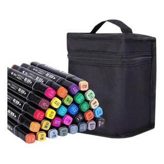 Kit 36 Canetas Desenho Pintura Ponta Dupla Com Estojo Kit 36 Canetas Desenho Pintura Ponta Dupla Com Estojo