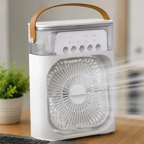 Mini Climatizador Ar Condicionado Ventilador Umidificador Portátil Gelo Branco