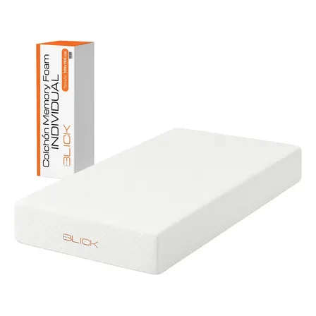 Colchón Individual Memory Foam 100×190 Cm Espuma Ergonómico Firme Soporta 100kg En Caja Blick Color Blanco