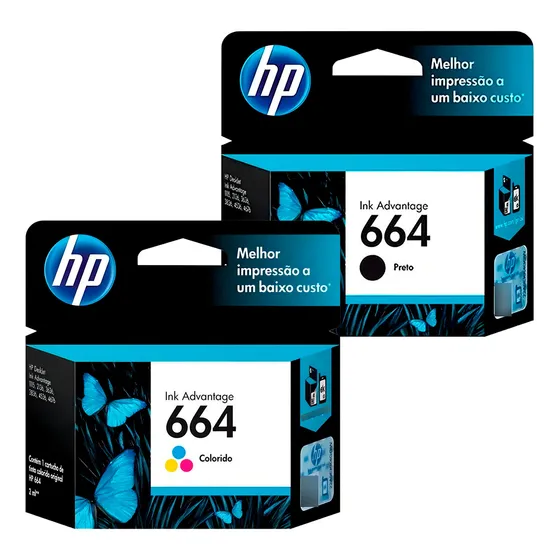 Kit 2 Cartuchos Hp 664: 1un Preto + 1un Color