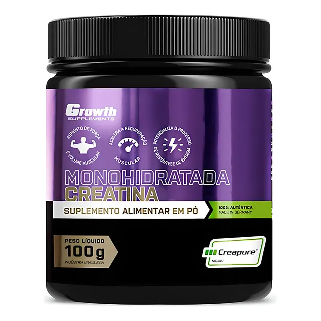 Creatina Em Pó 100g Creapure Growth Supplements Sem Sabor