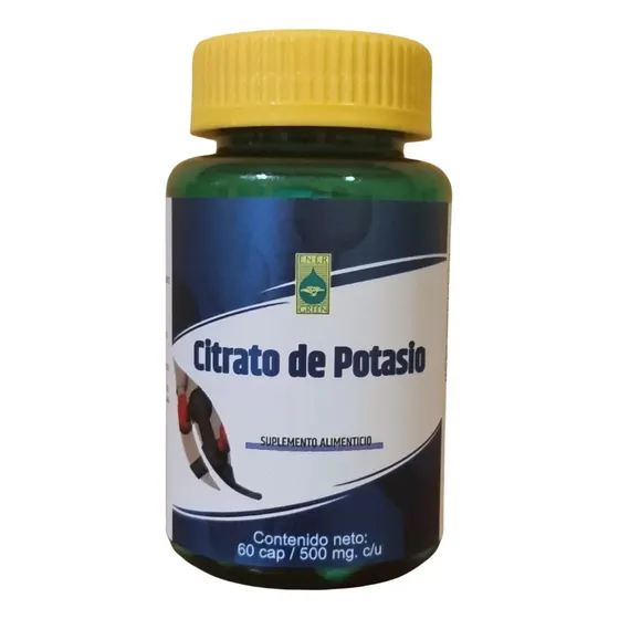Citrato De Potasio 60 Cápsulas 500 Mg Energreen 1 Pieza Sabor Sin Sabor