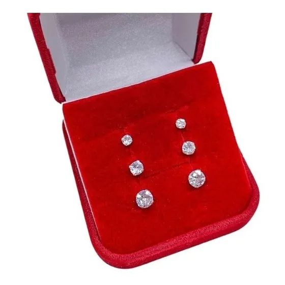 Kit Trios Brincos Prata 925 Zircônia Cravejada Atacado Pura