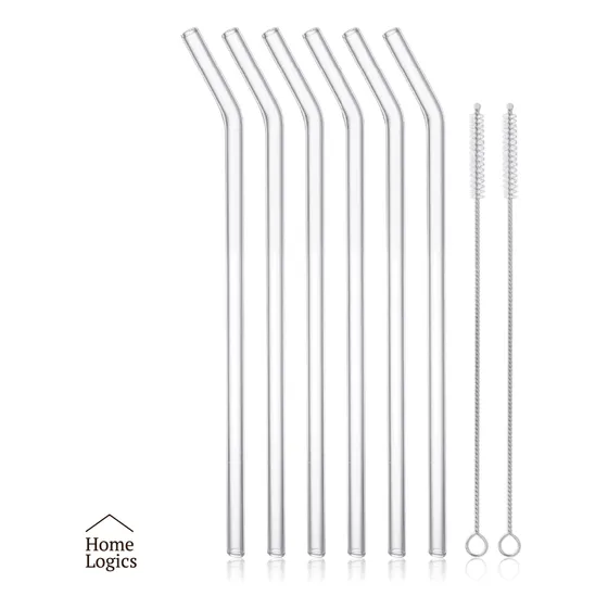 Set 6 Bombillas Vidrio y 2 Cepillos Home Logics Color Blanco