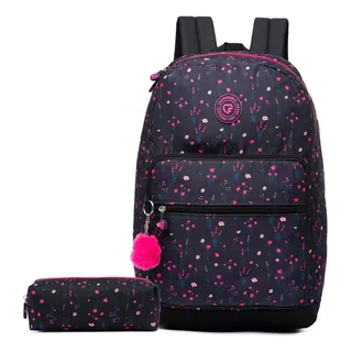 Kit Mochila Feminina Estojo Moda Escolar Moderna Resistente Kit Mochila Feminina Estojo Moda Escolar Moderna Resistente