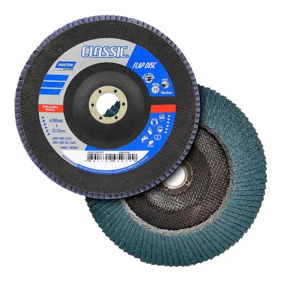 Kit 2 Discos Flap Classic Norton Original 7''x7/8'' Grão 80