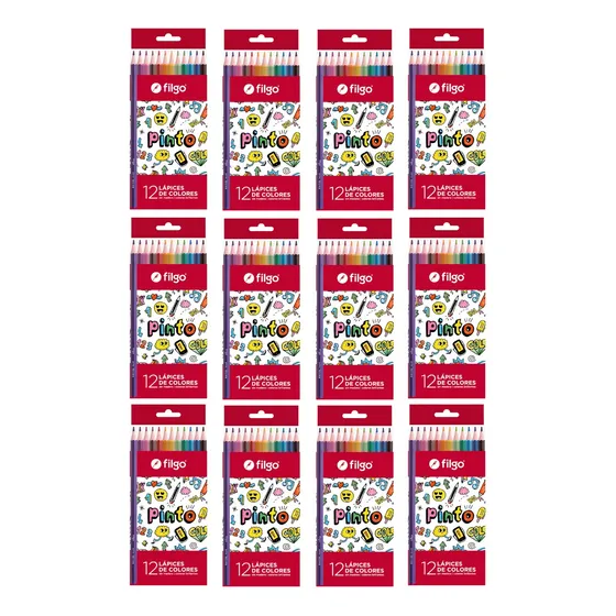 Lapices De Color Filgo Kit Mayorista 12 Cajas X 12 Unidades