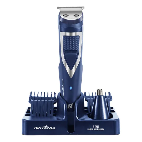 Aparador De Pelos Britânia 6 Em 1 Bape01 Multigroom Cor Azul 127/220V