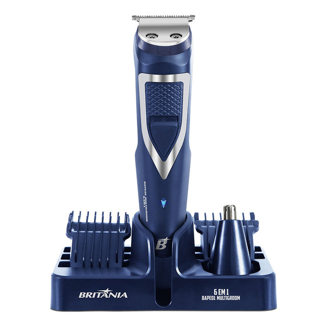 Aparador De Pelos Britânia 6 Em 1 Bape01 Multigroom Cor Azul Aparador De Pelos Britânia 6 Em 1 Bape01 Multigroom Cor Azul