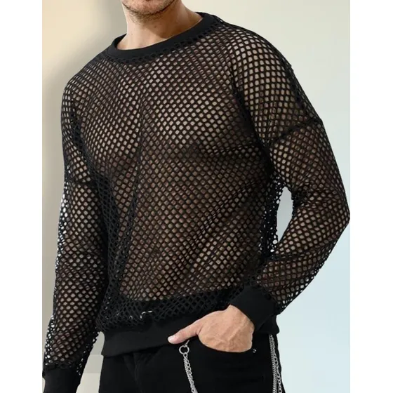 Camiseta Camisa Camibuso Manga Larga Hombro Caido En Malla 