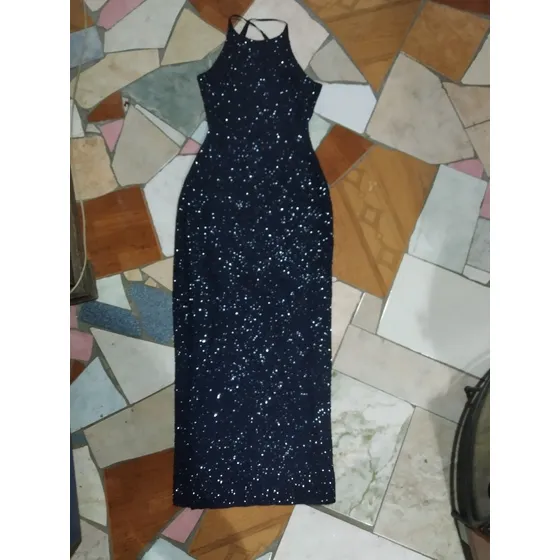 Vestido Largo Fiesta Gala Full Canutillos Talla S Oferta  