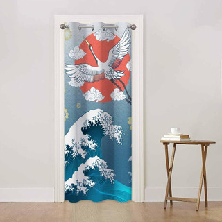 Cortinas Para Puertas Con Ondas Japonesas Cerezos Grullas Bl Cortinas Para Puertas Con Ondas Japonesas Cerezos Grullas Bl
