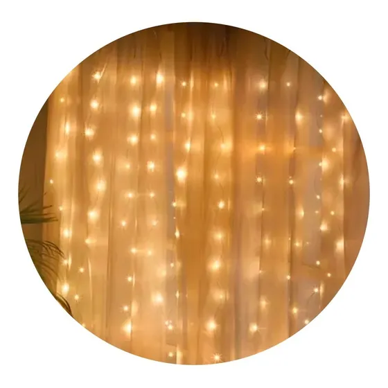 Cortina Luces Conexión Usb Led 3x3 Mts Cálida Control Remoto