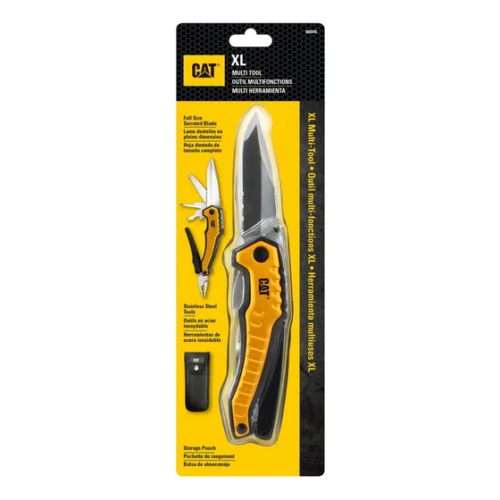 Cuchillo Plegable Xl C/funda Ac.inox. Cat 980045 Color Amarillo