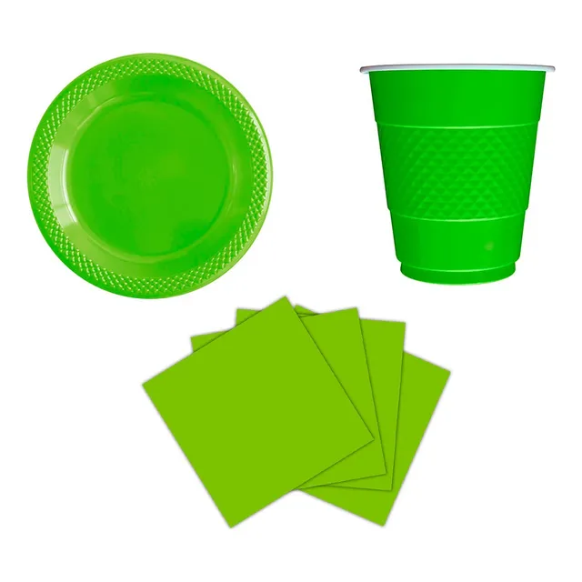 Kit Platos Vasos Servilletas Desechables Unicolor Sempertex