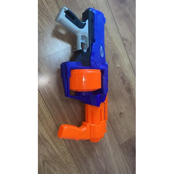 Nerf Elite Surgefire Original Usada Tambor 15 Dardos Manual Azul Lisa