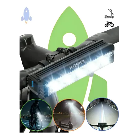 Farol Bike Lanterna Bicicleta Led Forte Patinete Recarregável Usb Monster 5 Led Tg3 20.000 Lúmens Alumínio Resistente... Preto