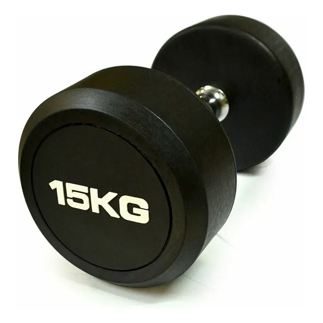 Mancuerna Redonda 15 Kg Revestida De Goma Musculación Gym