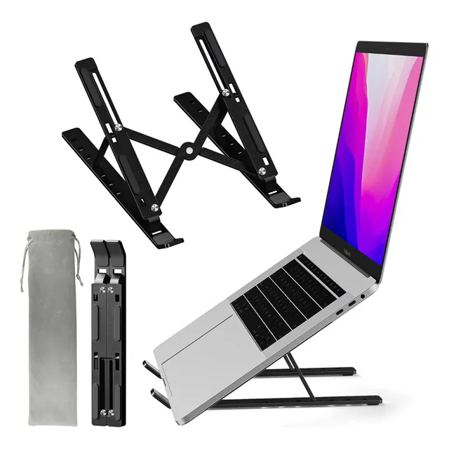 Base Soporte Laptop Aluminio plegable portátil Y Ajustable Color Negro Ivarma M18