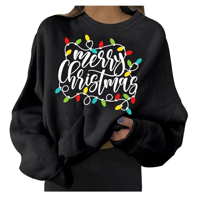 Tops Navideño Para Niña Cuello Redondo Manga Larga Fea