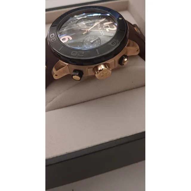 Reloj Mulco  Con Cronógrafo Esfera Marrón Oscuro De Silicona
