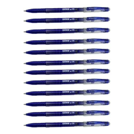 12 Lapiceras Simball Roller Genio 2g Teen Borrable Escolar