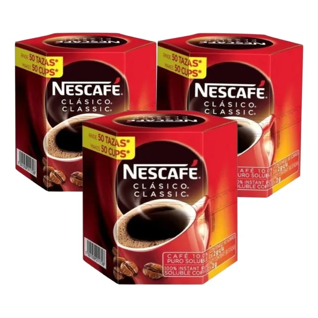 Nescafe 3 Cajitas Con 50 Sobres De 2 Gramos Cada Uno