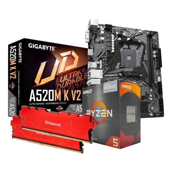 Kit Placa Mãe A520m K Ryzen 5 5600g Ram 2x8gb 3200mhz