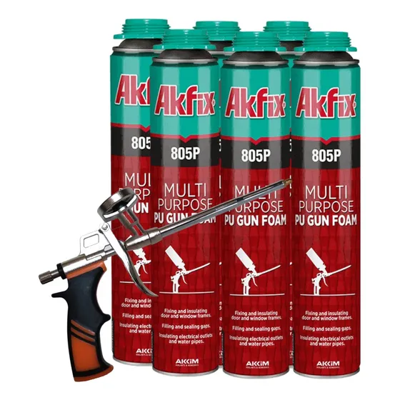 6x Espuma Poliuretano Multiuso 805p Akfix + Pistola 
