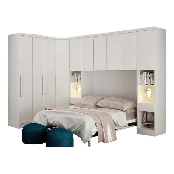 Modulado De Quarto Rizon 6 Peças 1 Armário Ponte + 1 Closet