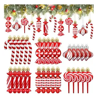 30 Pcs Adornos De Caramelo De Navidad - Bastones De Menta Ro 30 Pcs Adornos De Caramelo De Navidad - Bastones De Menta Ro