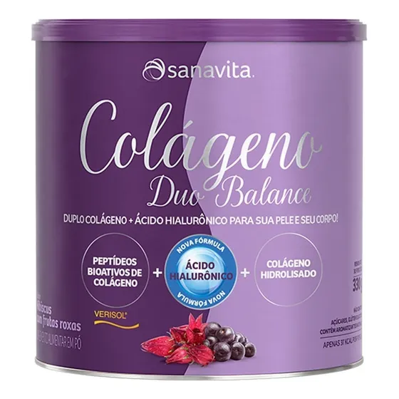 Colágeno Duo Balance Sanavita Hibiscus com Frutas Roxas 330g