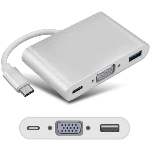 Adaptador Hub Usb C A Vga Usb 3.0 Usb-c Apple Macbook Pc
