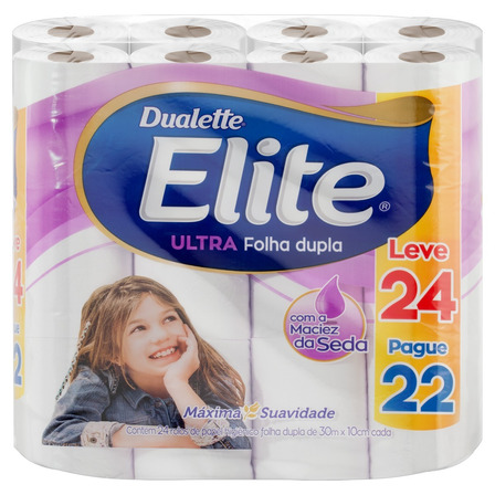 Papel higiênico Elite Ultra folha dupla 30 m de 24 un