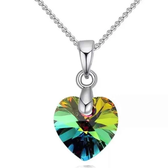 Collar Colgante Cristal Tornasol Baño Plata 925 / Todojoyas