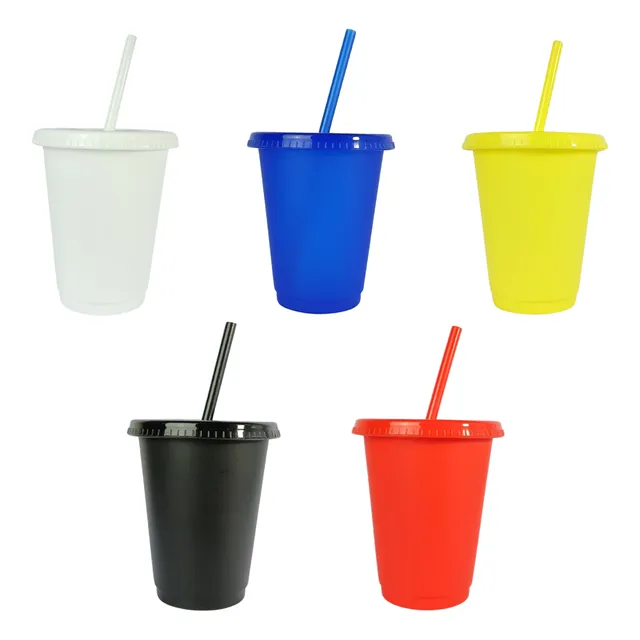 Vasos De Plástico Con Tapa Y Sorbito 500ml (packx10)