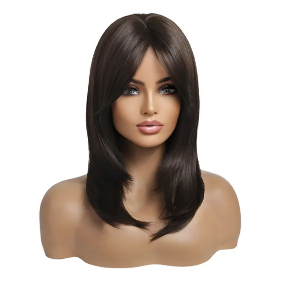 Peluca De Mujer De Cabello Sintético Con Flequillo