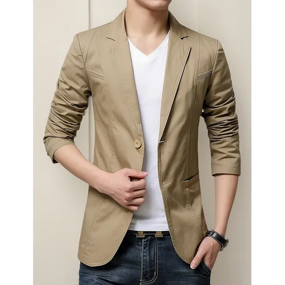 L Blazer Saco Algodon Prelavado Dos Boton For Hombre Casual