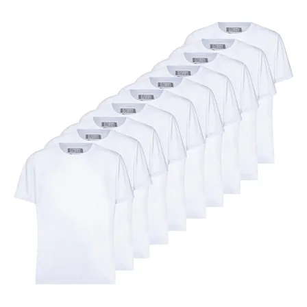 Kit 10 Camiseta Básica 100% Algodão Gola Redonda Unissex Todas Brancas M