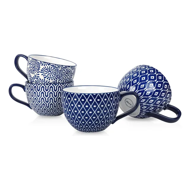 Selamica Juego De 4 Tazas De Café, 24 Onzas, Tazas De Sopa G