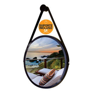 Espelho Redondo Decorativo Suspenso Com Alça 50cm + Suporte Espelho Redondo Decorativo Suspenso Com Alça 50cm + Suporte