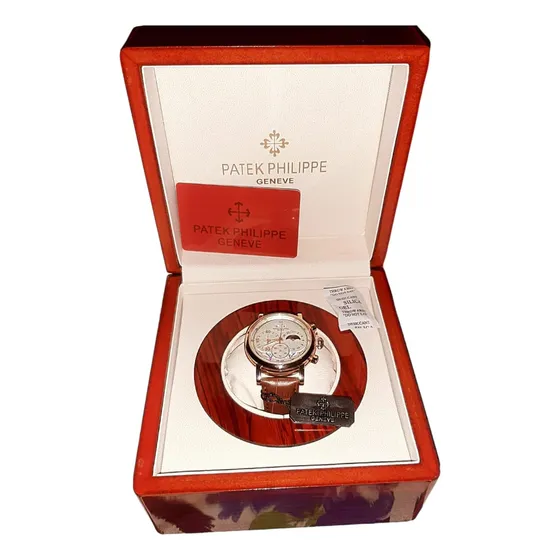 Relógio Patek Philippe Mov. Quartzo Bateria Caixa Madeira 05