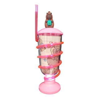 Vaso Con Popote Espiral Para Niños Fiesta Kawaii Con Luz Led Fucsia Vaso Con Popote Espiral Para Niños Fiesta Kawaii Con Luz Led Fucsia