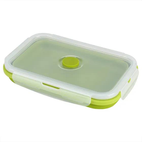 Contenedor De Comida Verde De 800 Ml, De Silicona, Plegable,