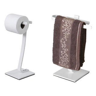 Toalheiro De Bancada E Porta Papel Higiênico De Chão Branco Toalheiro De Bancada E Porta Papel Higiênico De Chão Branco