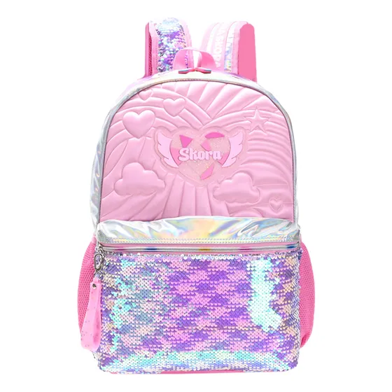 Mochila Skora Escolar Infantil Con Lentejuelas Para Niña