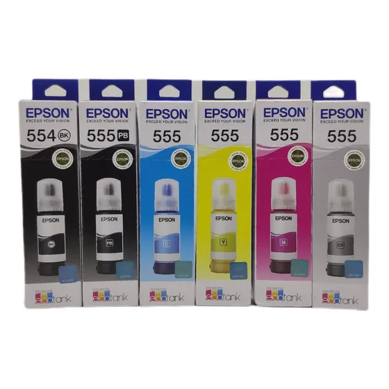 Kit 6 Refis De Tinta 554 E 555 Original Epson L8160 L8180