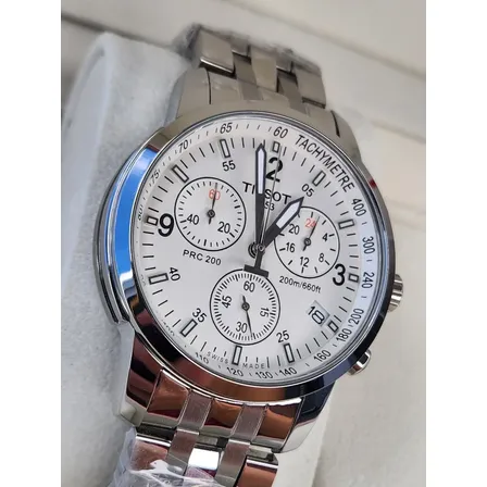 Relógio Tissot Masculino Prc 200 Fundo Branco Quartzo Prata Branco