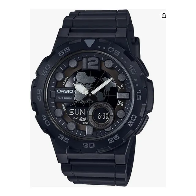 Reloj Casio Aeq-100w-1bvcf Hombre Pulsera Negra